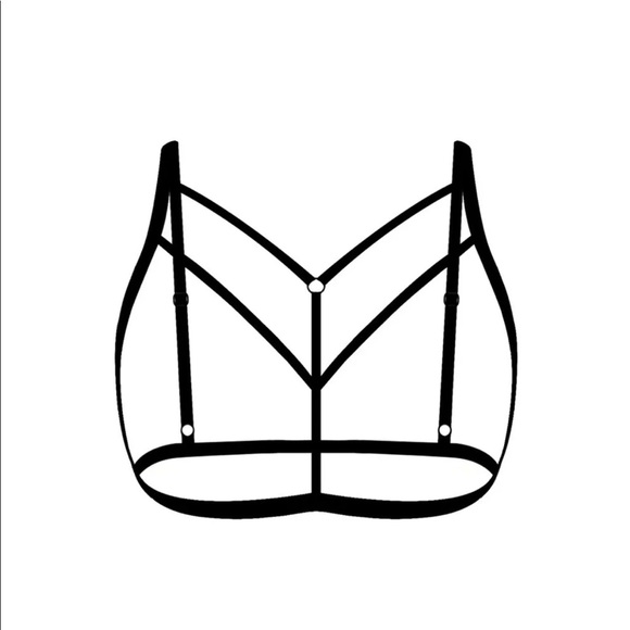 Adjustable Black Hollow Out Stretch Cage Bra - Picture 4 of 5